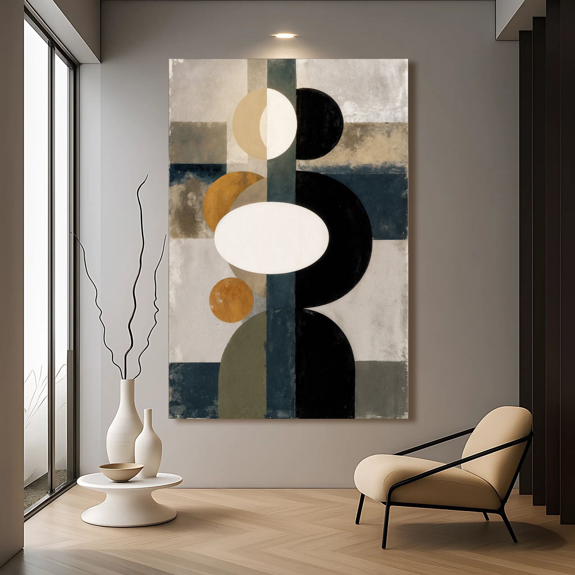 Abstract Contemporary Geometry Wall Art 36x24 inch Extra Large Premium Gallery Wrapped