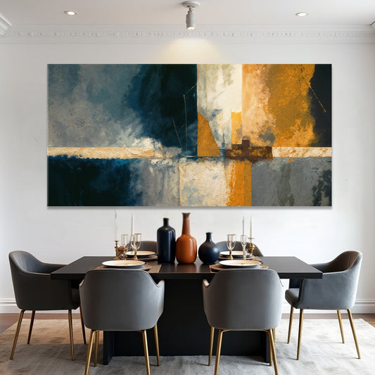 Abstract Geometric Lines Wall Art 60x30 inch Extra Large Premium Gallery Wrapped