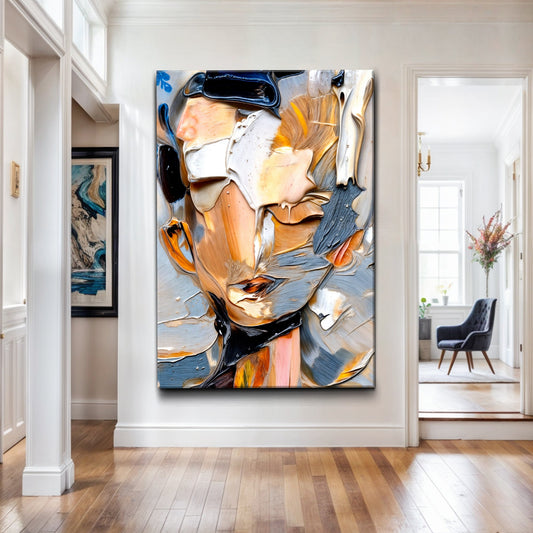 Beyond The Face Abstract Wall Art 36x24 inch Extra Large Premium Gallery Wrapped