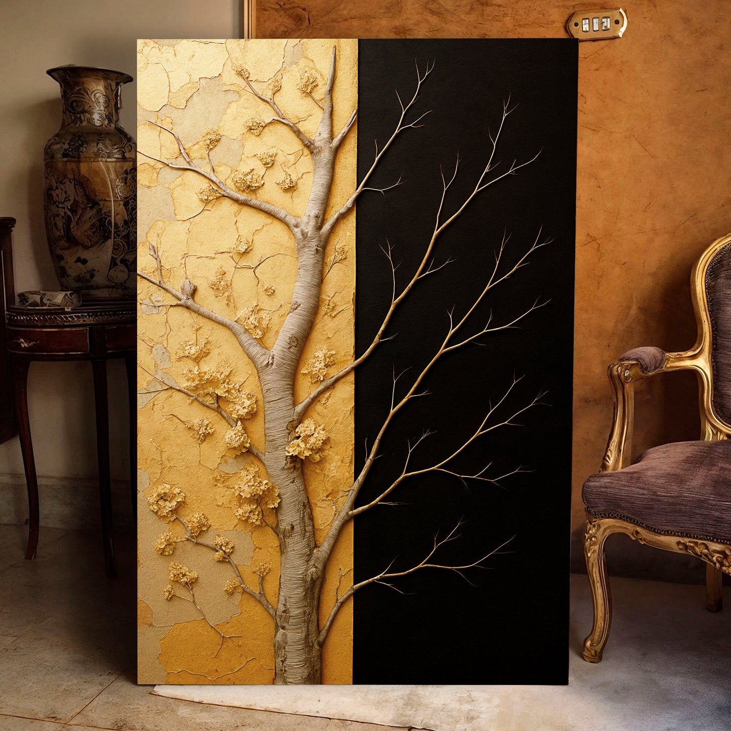 Golden Eclipse Wall Art 36x24 inch Extra Large Premium Gallery Wrapped