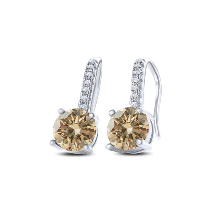 1ct D Color Moissanite 925 Sterling Silver Drop Earrings for Women Wedding champagne silver