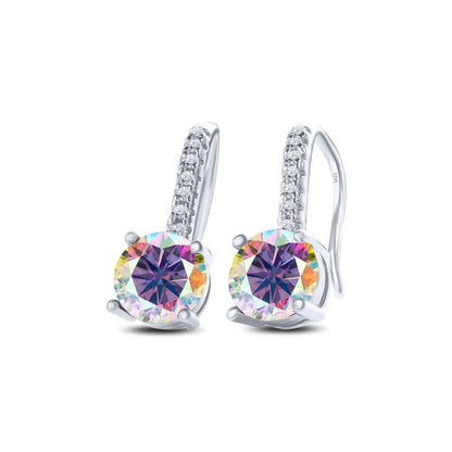 1ct D Color Moissanite 925 Sterling Silver Drop Earrings for Women Wedding purple multicolor silver