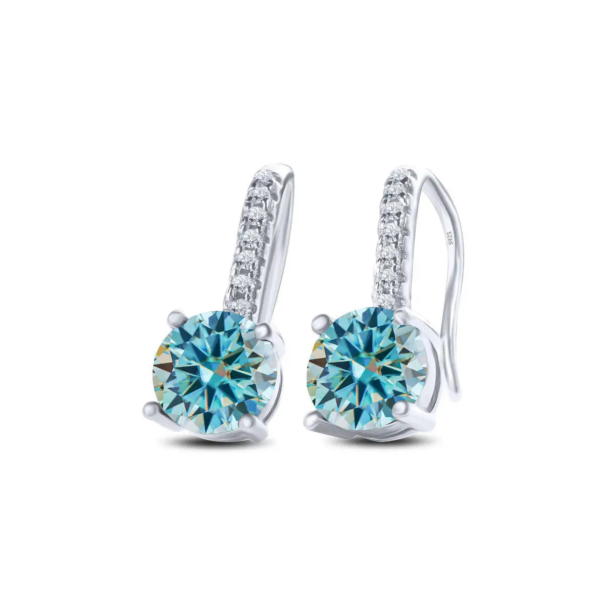 1ct D Color Moissanite 925 Sterling Silver Drop Earrings for Women Wedding blue silver