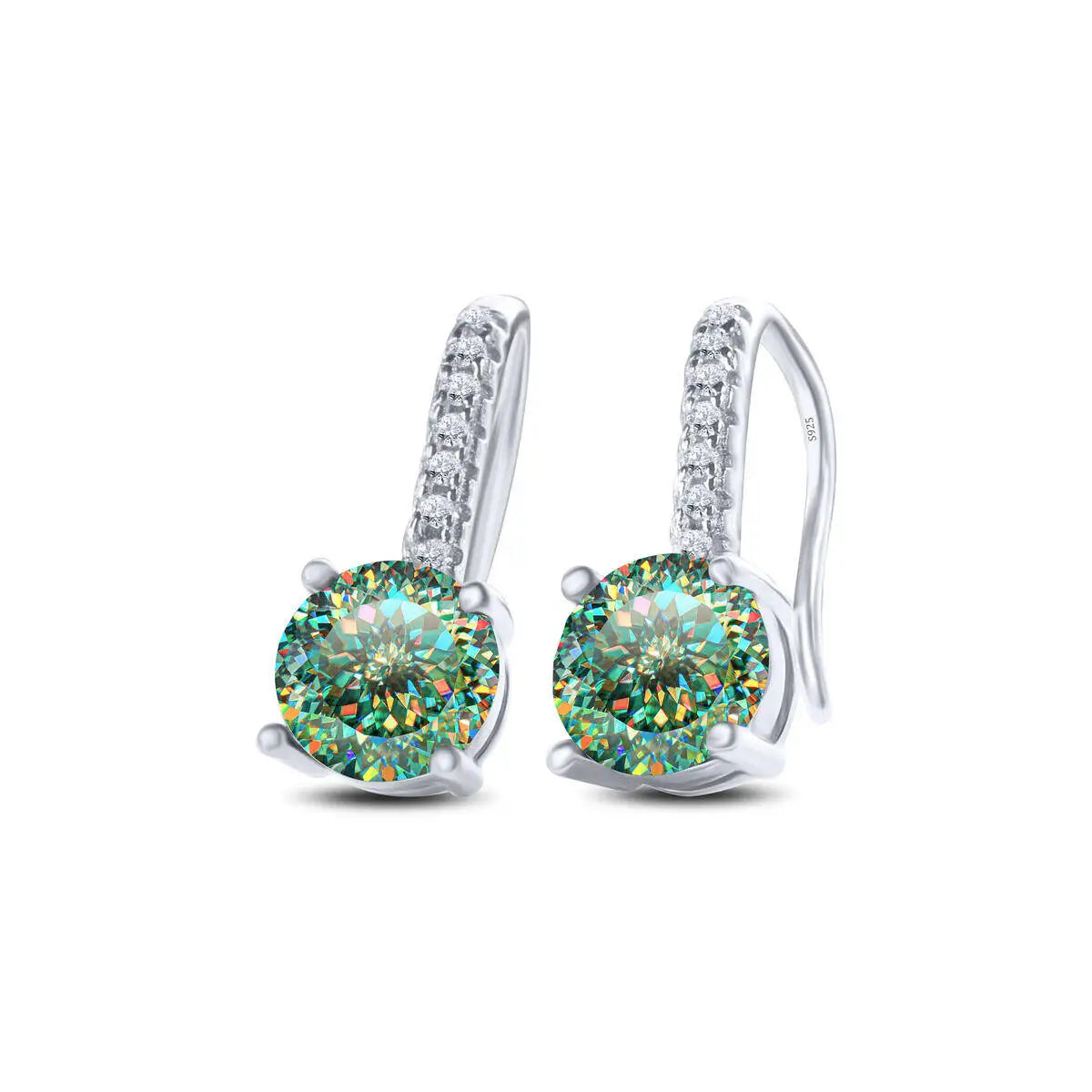 1ct D Color Moissanite 925 Sterling Silver Drop Earrings for Women Wedding 100Green silver
