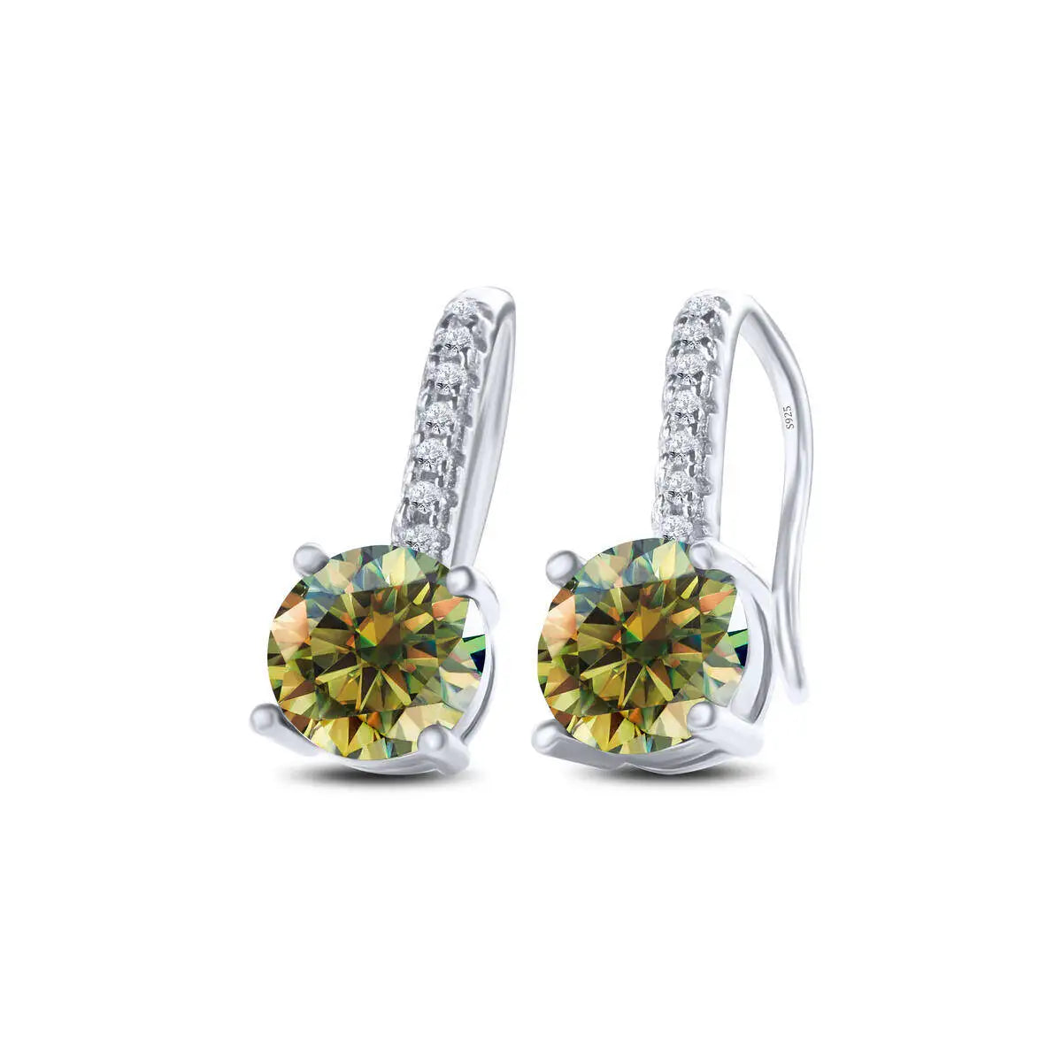 1ct D Color Moissanite 925 Sterling Silver Drop Earrings for Women Wedding yellow green silver