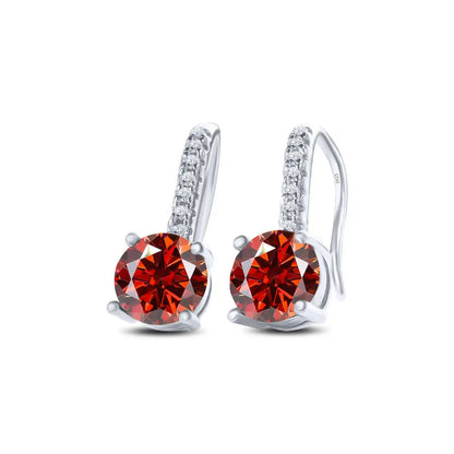 1ct D Color Moissanite 925 Sterling Silver Drop Earrings for Women Wedding red silver