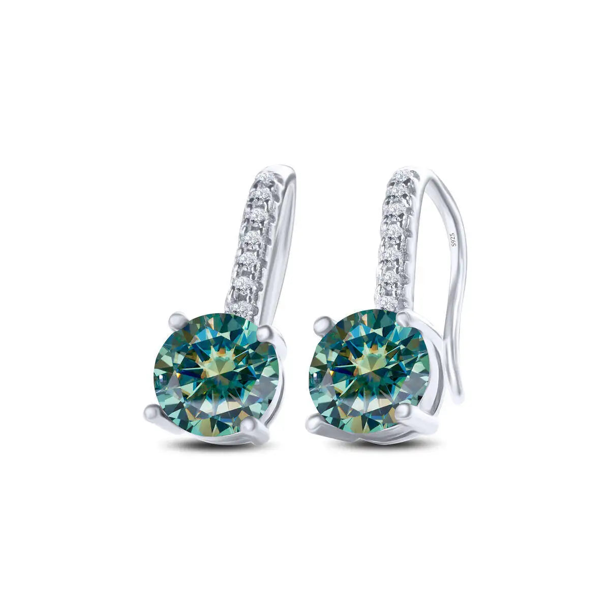 1ct D Color Moissanite 925 Sterling Silver Drop Earrings for Women Wedding blue green silver