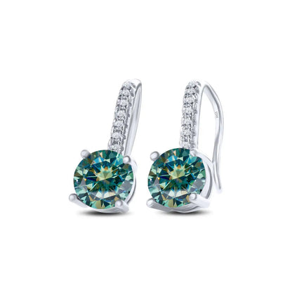 1ct D Color Moissanite 925 Sterling Silver Drop Earrings for Women Wedding blue green silver