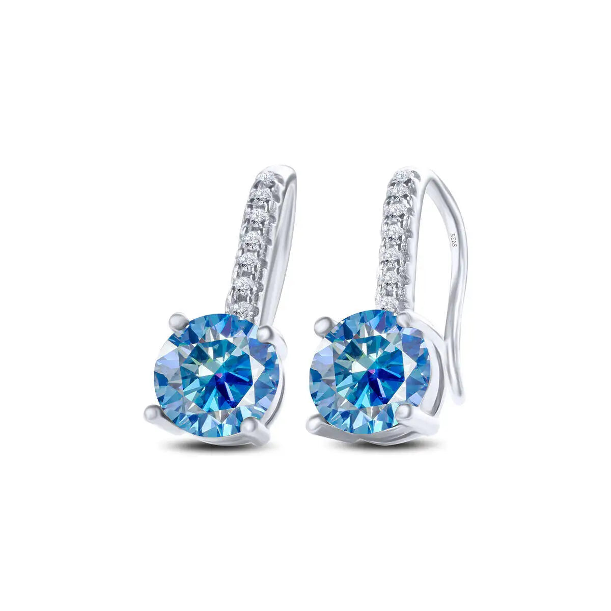 1ct D Color Moissanite 925 Sterling Silver Drop Earrings for Women Wedding royal blue silver