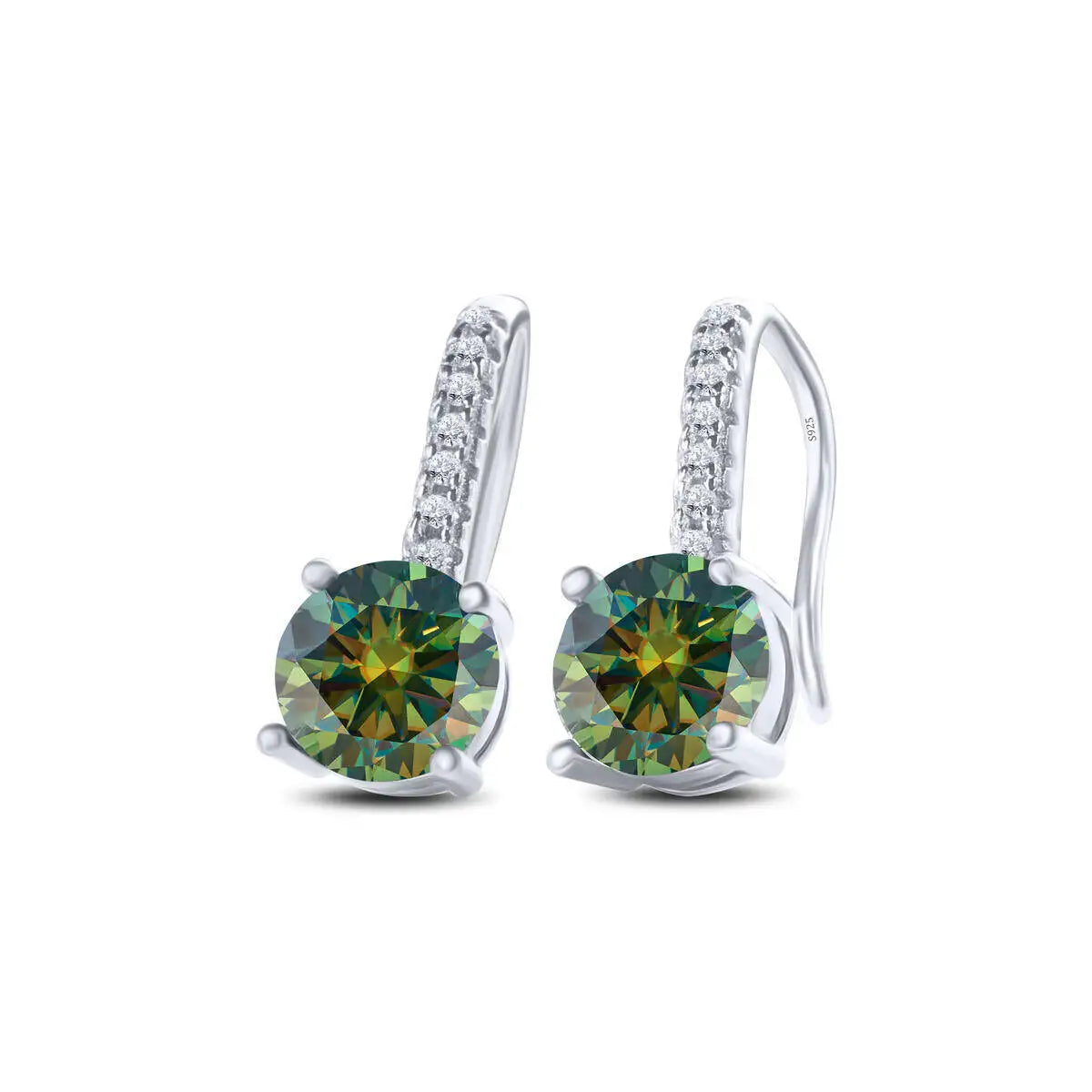 1ct D Color Moissanite 925 Sterling Silver Drop Earrings for Women Wedding dark green silver