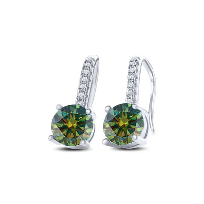 1ct D Color Moissanite 925 Sterling Silver Drop Earrings for Women Wedding dark green silver