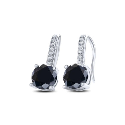 1ct D Color Moissanite 925 Sterling Silver Drop Earrings for Women Wedding black silver