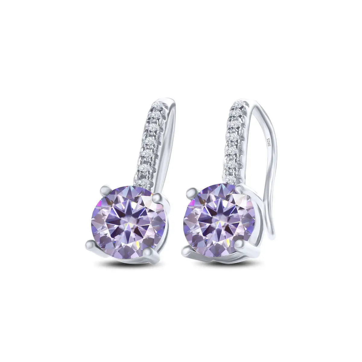 1ct D Color Moissanite 925 Sterling Silver Drop Earrings for Women Wedding light purple silver