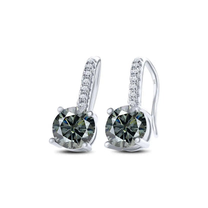 1ct D Color Moissanite 925 Sterling Silver Drop Earrings for Women Wedding gray silver