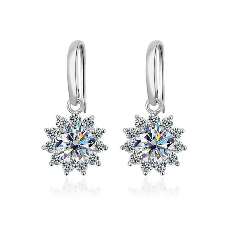 1CT Moissanite Drop Earrings 925 Sterling Silver Colorful Green Blue Pink white 1 ct each
