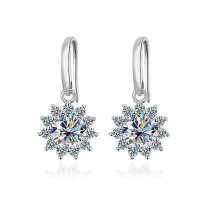 1CT Moissanite Drop Earrings 925 Sterling Silver Colorful Green Blue Pink white 1 ct each