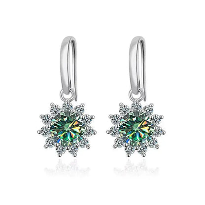 1CT Moissanite Drop Earrings 925 Sterling Silver Colorful Green Blue Pink blue green 1 ct each