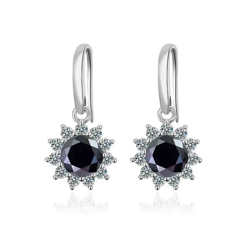 1CT Moissanite Drop Earrings 925 Sterling Silver Colorful Green Blue Pink black 1 ct each