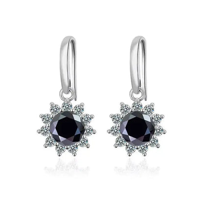 1CT Moissanite Drop Earrings 925 Sterling Silver Colorful Green Blue Pink black 1 ct each