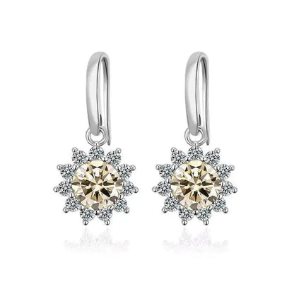 1CT Moissanite Drop Earrings 925 Sterling Silver Colorful Green Blue Pink light yellow 1 ct each