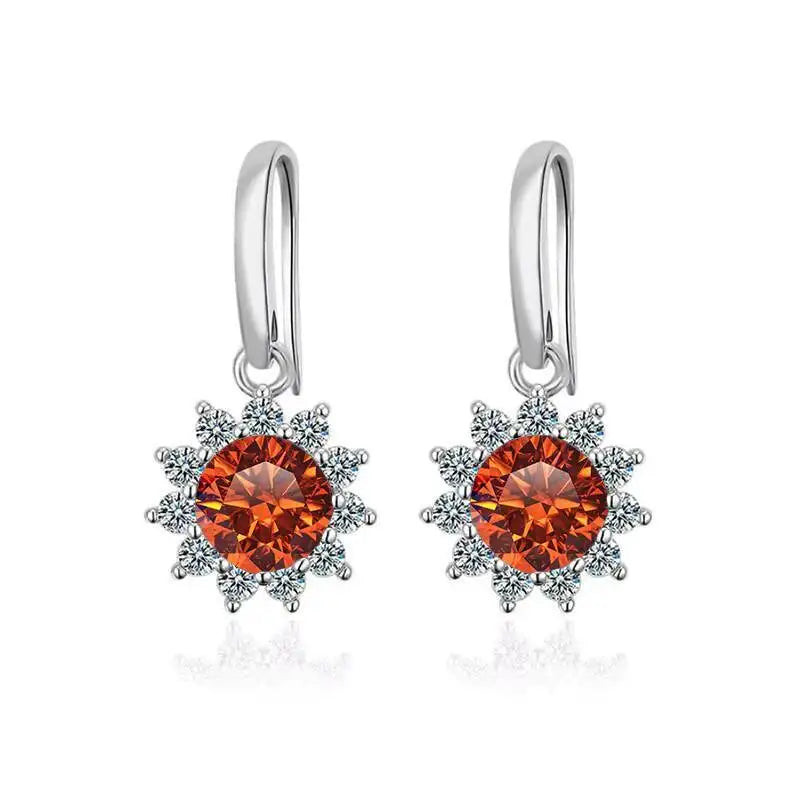 1CT Moissanite Drop Earrings 925 Sterling Silver Colorful Green Blue Pink organge 1 ct each