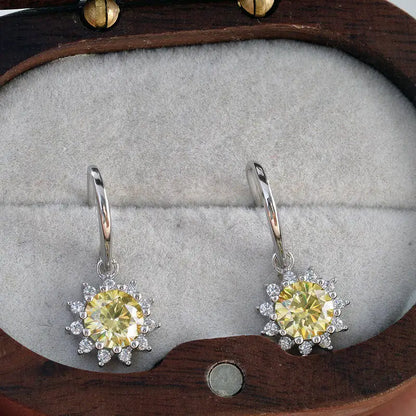 1CT Moissanite Drop Earrings 925 Sterling Silver Colorful Green Blue Pink