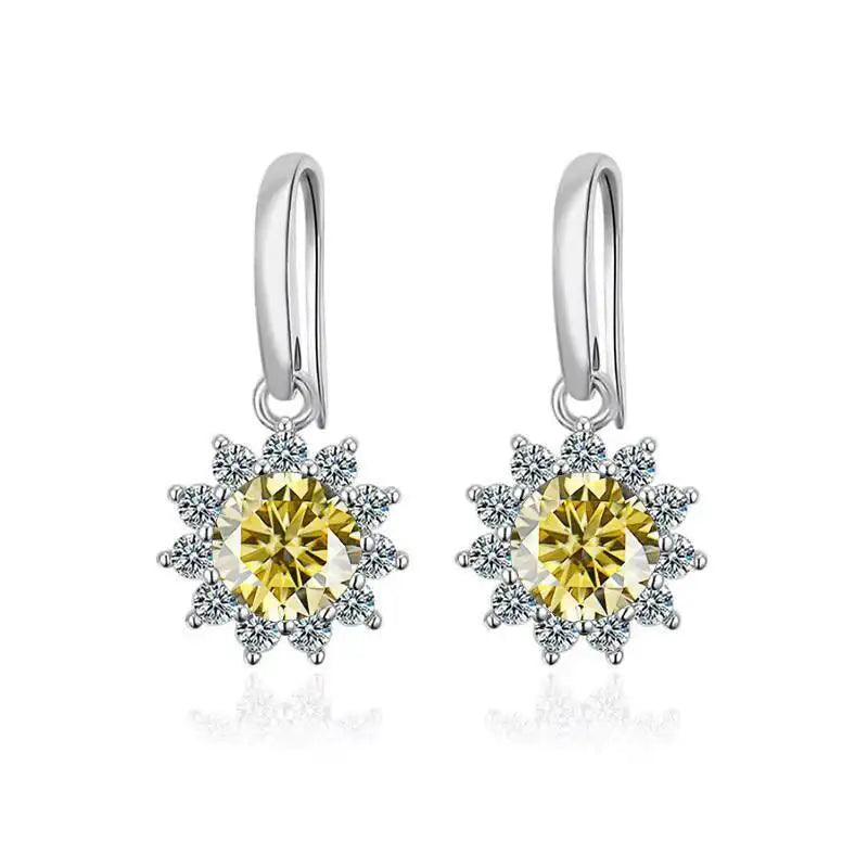 1CT Moissanite Drop Earrings 925 Sterling Silver Colorful Green Blue Pink lemon yellow 1 ct each