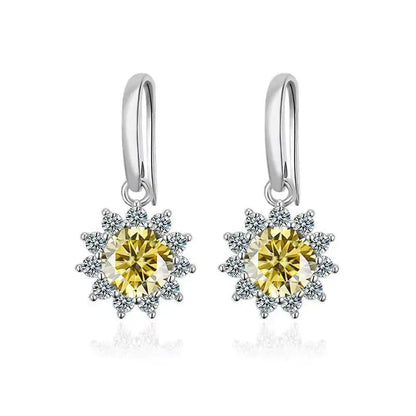 1CT Moissanite Drop Earrings 925 Sterling Silver Colorful Green Blue Pink lemon yellow 1 ct each