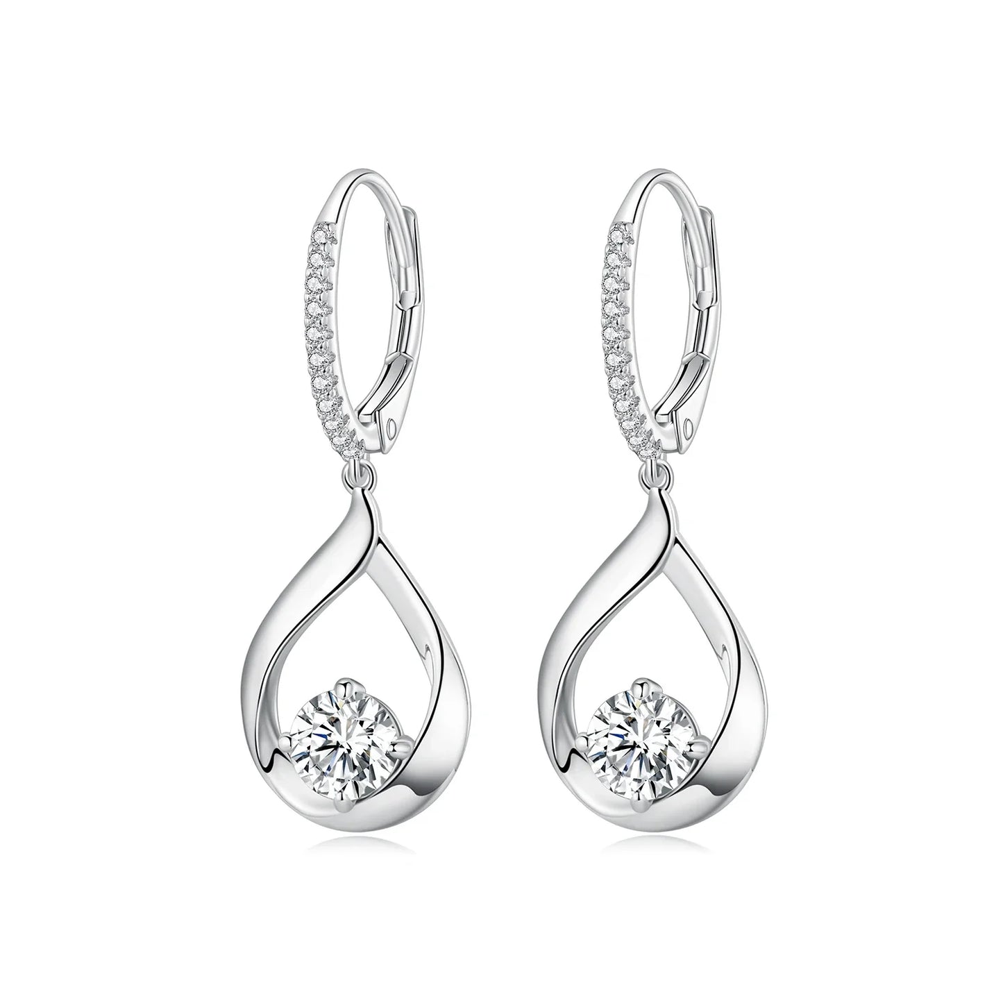 1CT Moissanite Waterdrop Necklace And Drop Earrings 925 Sterling Silver Wedding Bridal Jewelry Set drop bridal earrings
