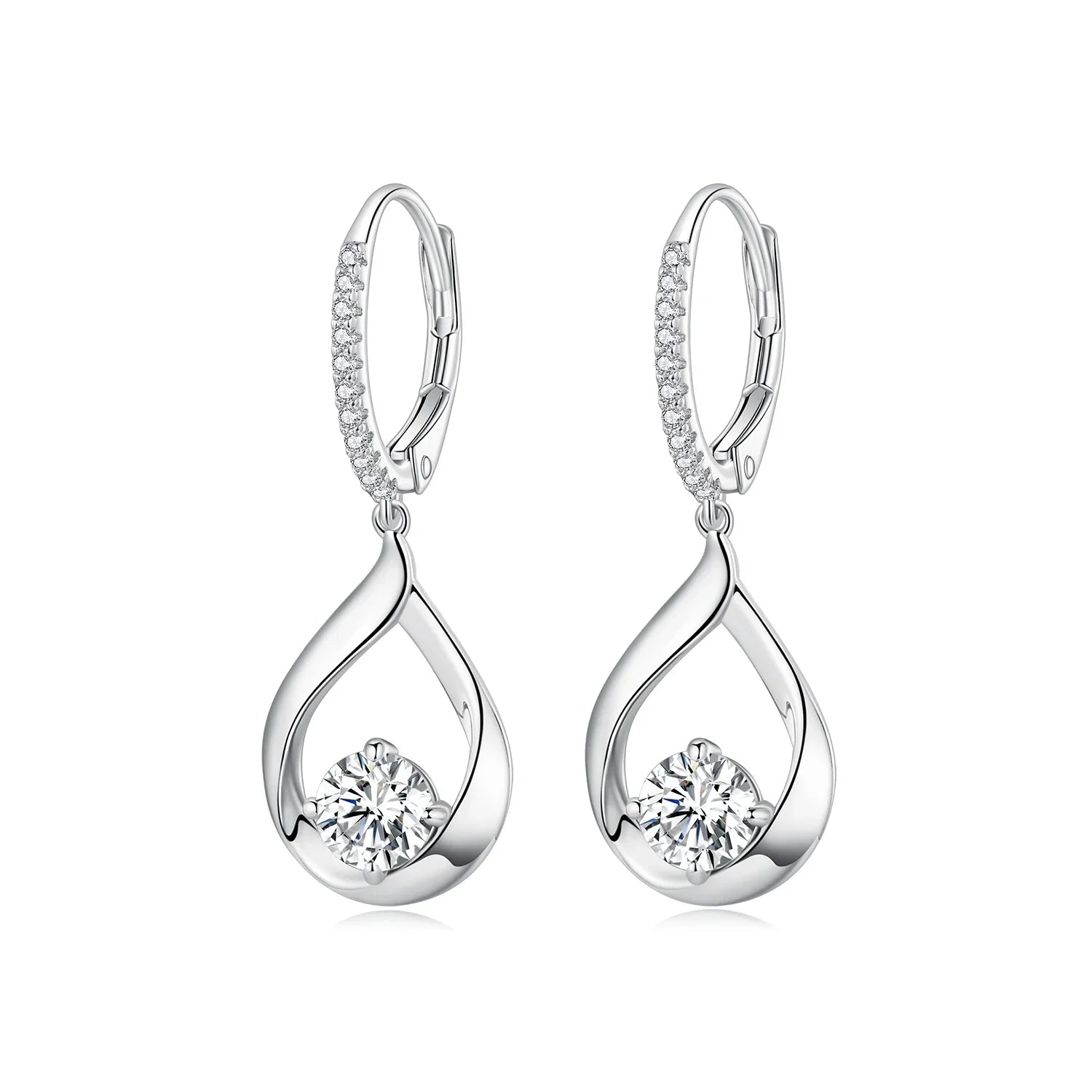 1CT Moissanite Waterdrop Necklace And Drop Earrings 925 Sterling Silver Wedding Bridal Jewelry Set drop bridal earrings