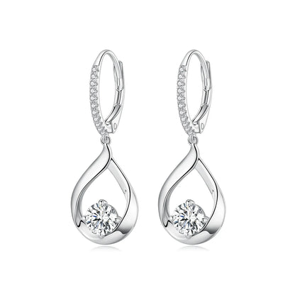 1CT Moissanite Waterdrop Necklace And Drop Earrings 925 Sterling Silver Wedding Bridal Jewelry Set drop bridal earrings