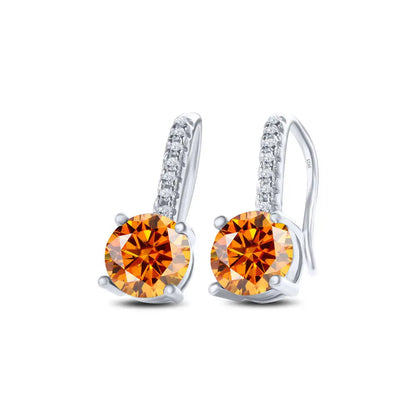 1ct D Color Moissanite 925 Sterling Silver Drop Earrings for Women Wedding orange silver