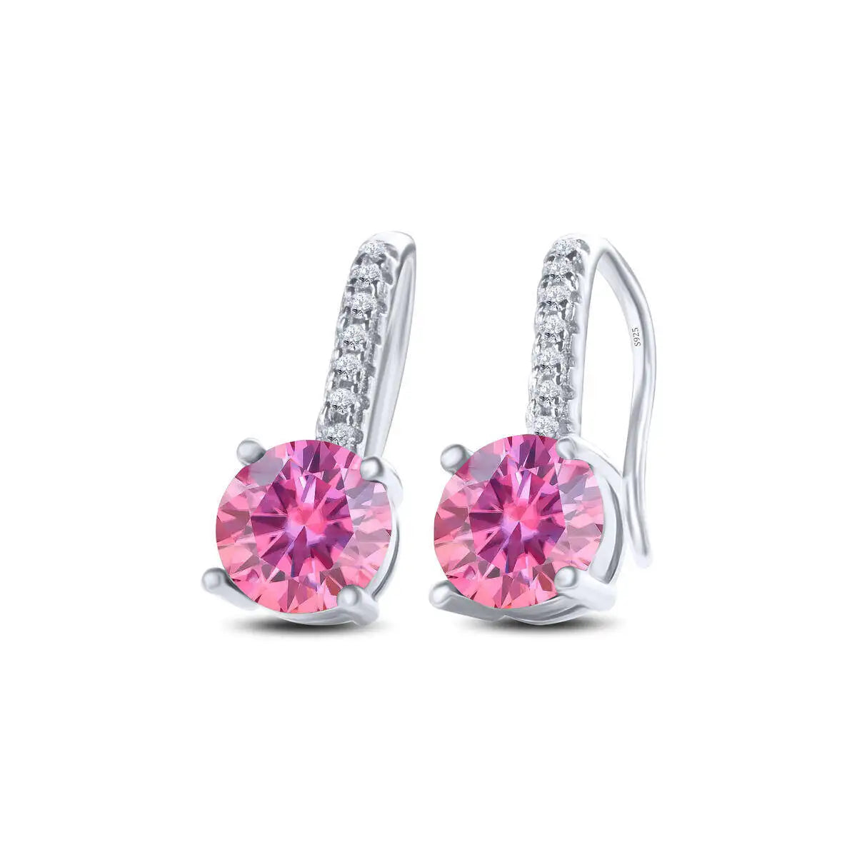 1ct D Color Moissanite 925 Sterling Silver Drop Earrings for Women Wedding pink silver