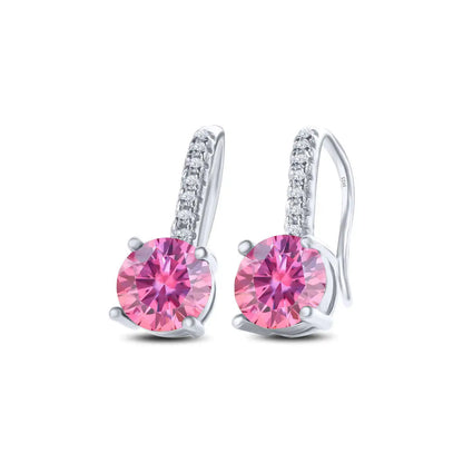 1ct D Color Moissanite 925 Sterling Silver Drop Earrings for Women Wedding pink silver