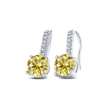 1ct D Color Moissanite 925 Sterling Silver Drop Earrings for Women Wedding lemon yellow silver