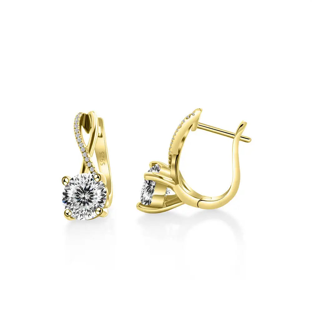 2 Ct Moissanite Clip-On Earrings 925 Sterling Silver Interlaced Studs Gift 100 white