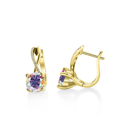 2 Ct Moissanite Clip-On Earrings 925 Sterling Silver Interlaced Studs Gift purple multicolor