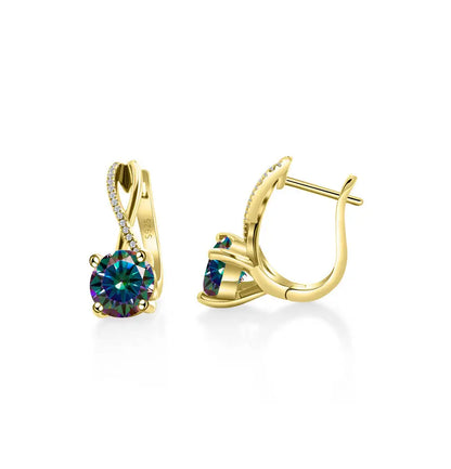 2 Ct Moissanite Clip-On Earrings 925 Sterling Silver Interlaced Studs Gift rainbow