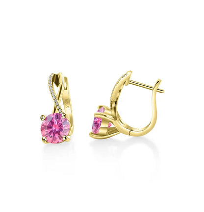 2 Ct Moissanite Clip-On Earrings 925 Sterling Silver Interlaced Studs Gift pink