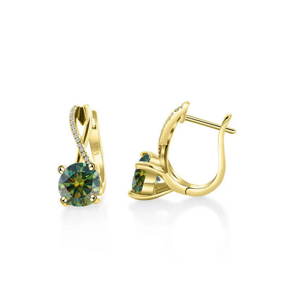 2 Ct Moissanite Clip-On Earrings 925 Sterling Silver Interlaced Studs Gift dark green
