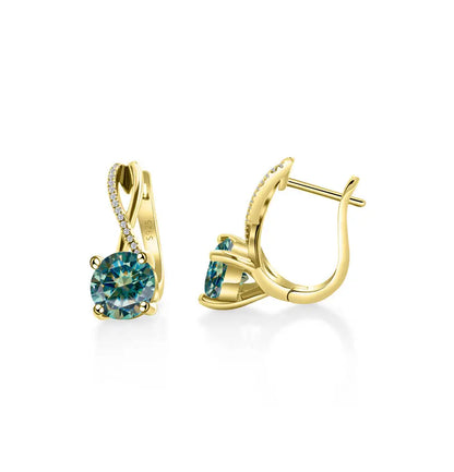 2 Ct Moissanite Clip-On Earrings 925 Sterling Silver Interlaced Studs Gift blue green