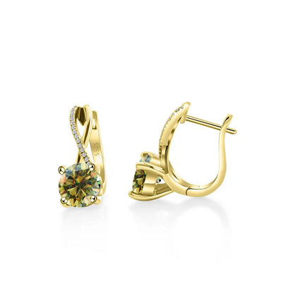 2 Ct Moissanite Clip-On Earrings 925 Sterling Silver Interlaced Studs Gift yellow green