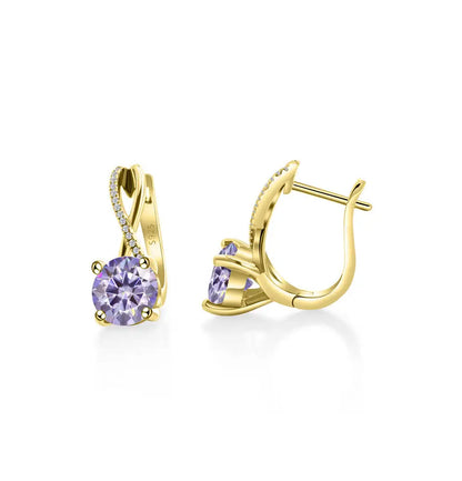 2 Ct Moissanite Clip-On Earrings 925 Sterling Silver Interlaced Studs Gift light purple