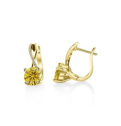 2 Ct Moissanite Clip-On Earrings 925 Sterling Silver Interlaced Studs Gift golden yellow