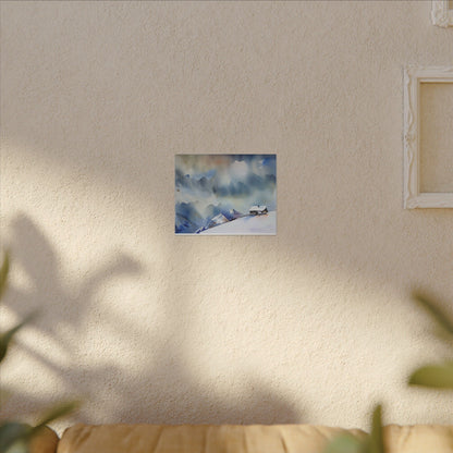 Mountain Retreat Matte Canvas Art, Cozy Home Decor, Winter Landscape Wall Art, Gift for Nature Lovers, Scenic Artwork