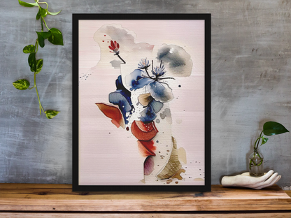 Framed Floral Art Print, Abstract Wall Decor, Matte Canvas Artwork, Home Aesthetic, Gift for Nature Lovers