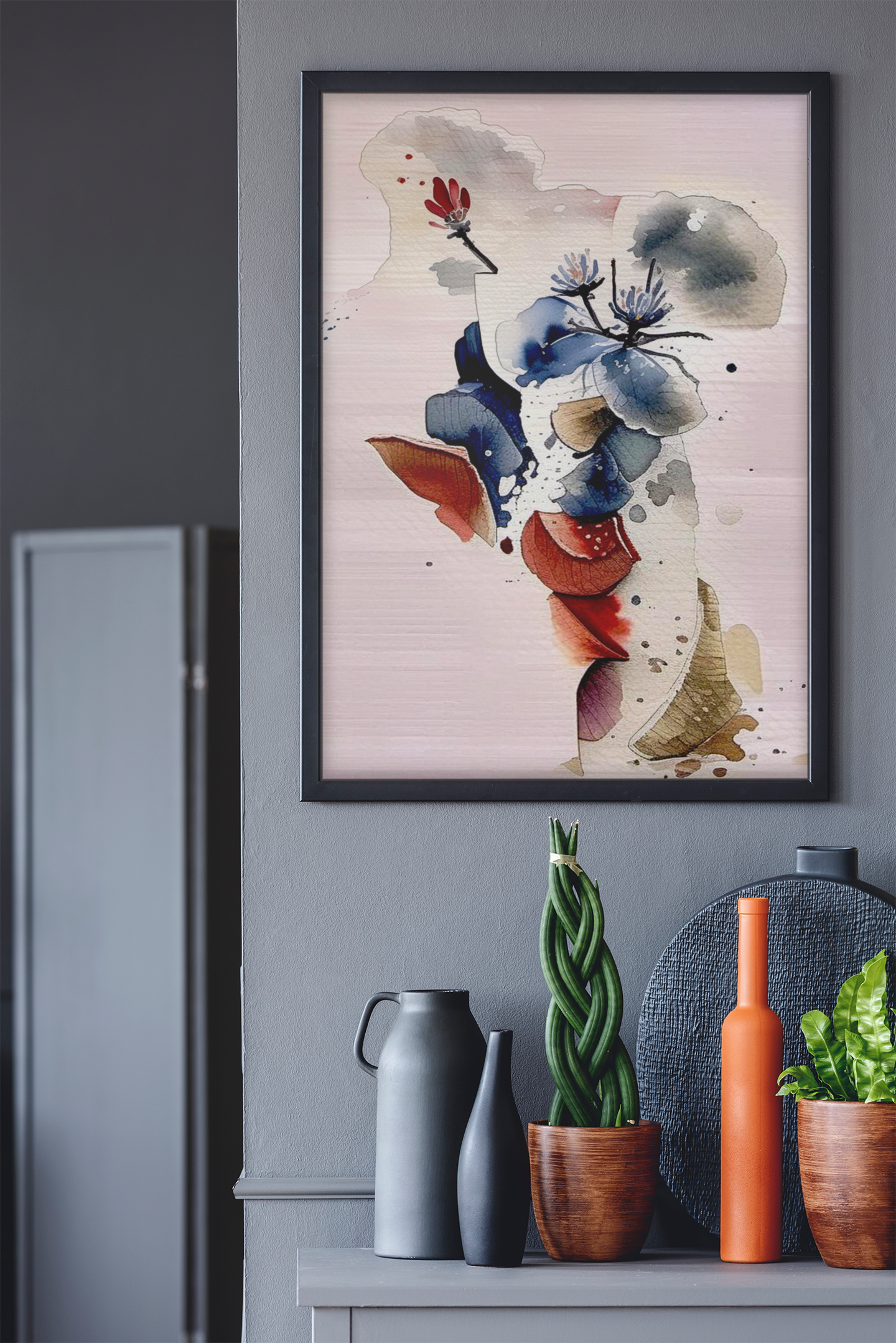 Framed Floral Art Print, Abstract Wall Decor, Matte Canvas Artwork, Home Aesthetic, Gift for Nature Lovers