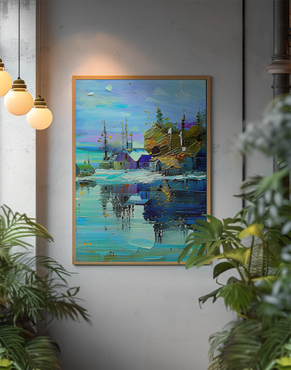 Serene Horizons – Framed Vertical Landscape Art Print