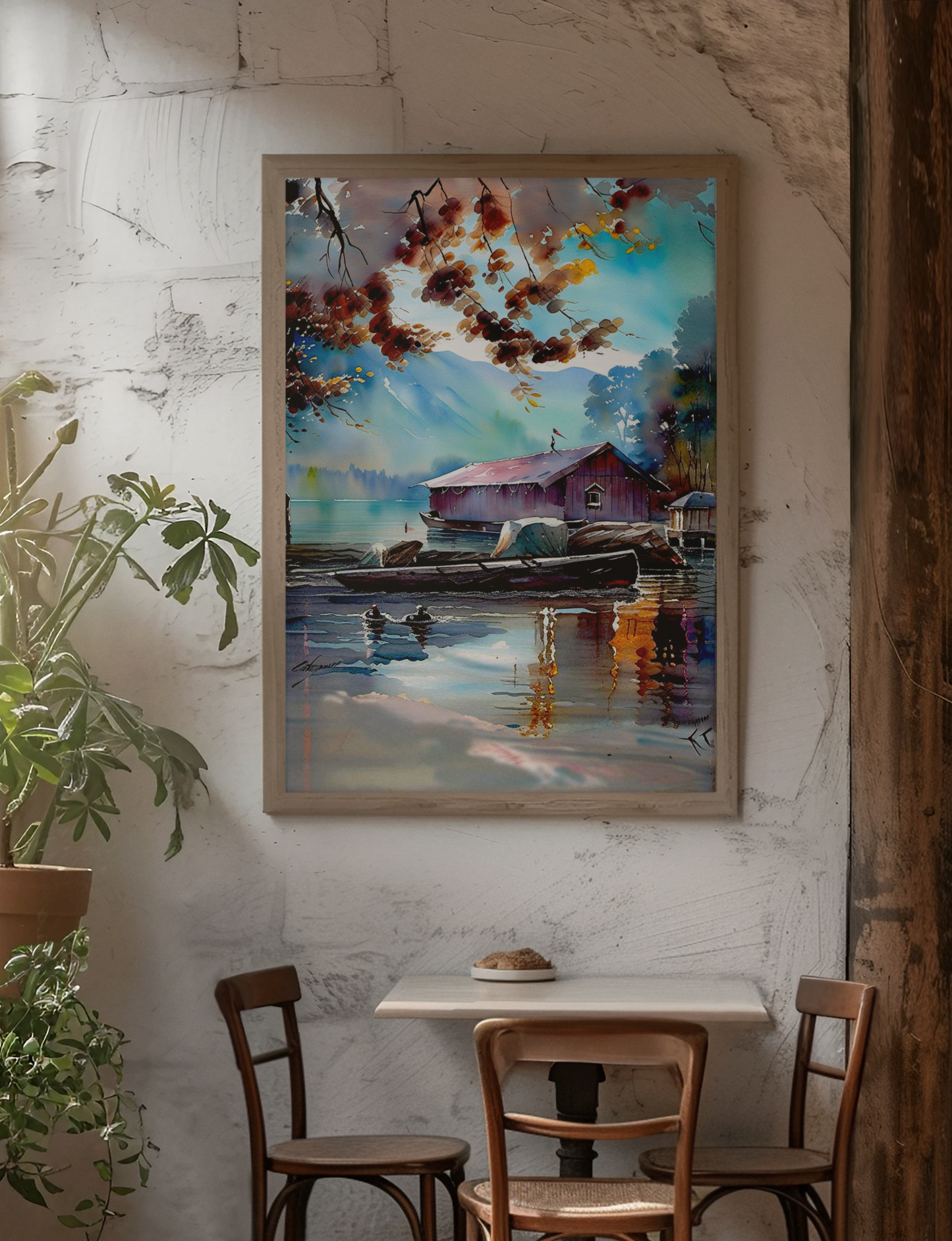 Tranquil Lake Landscape Canvas Art – Serene Nature Wall Decor, Rustic Cabin Aesthetic