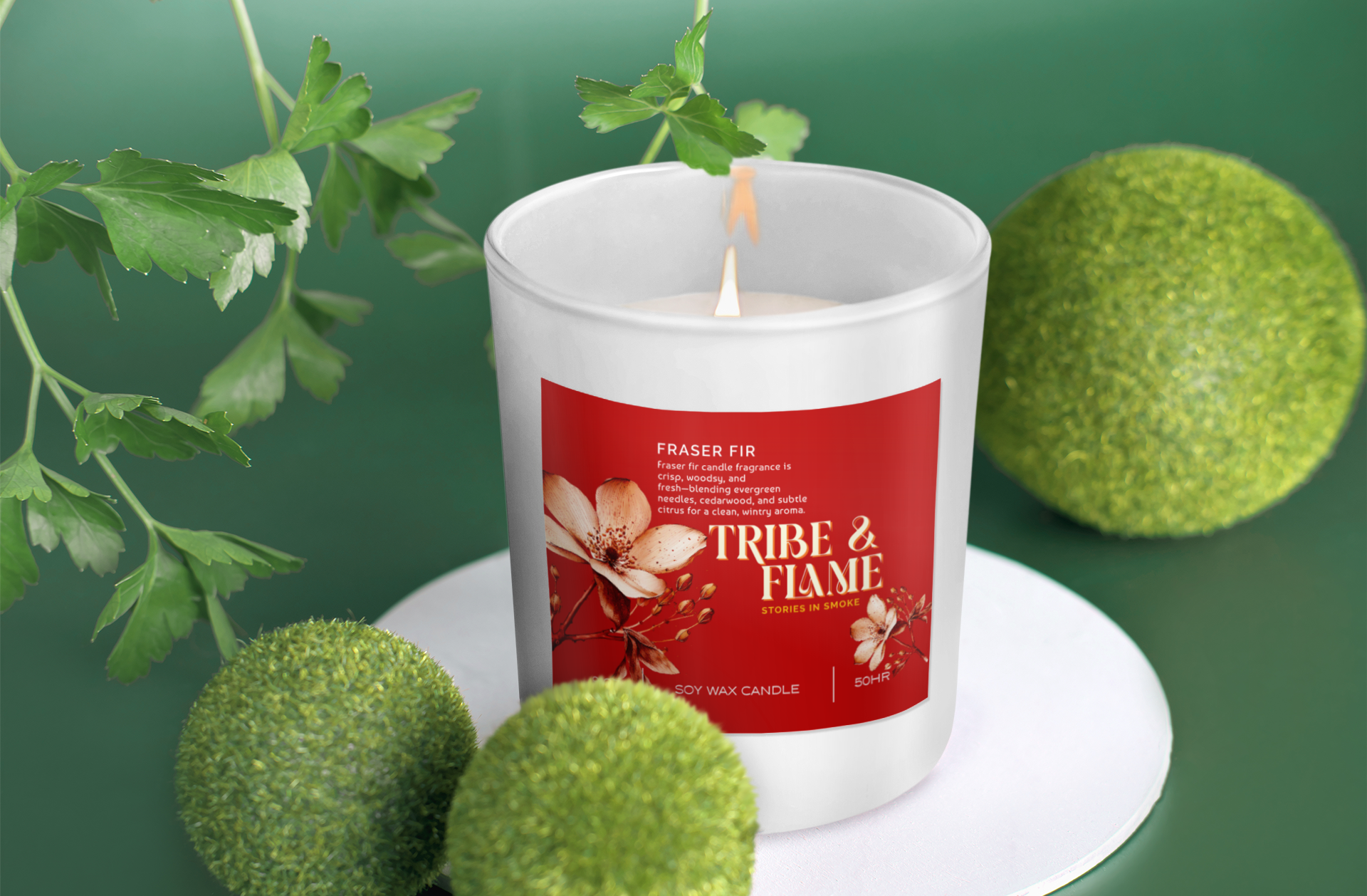 Fraser Fir Scented Candle – 9oz Coconut Apricot Wax